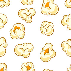 Seamless pattern with popcorn. Image of snack food in cartoon style.