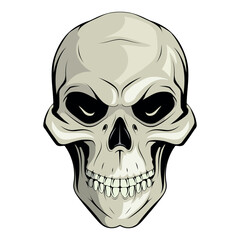 Skull. Monochrome vector illustration isolated on white background.