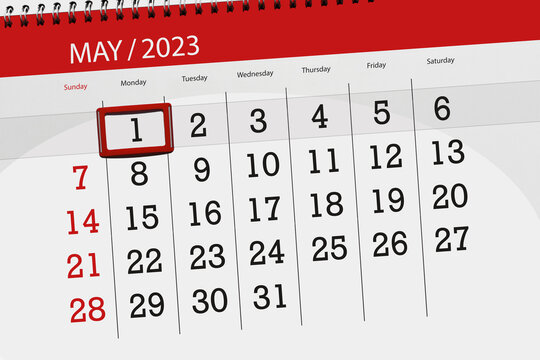 Calendar 2023, deadline, day, month, page, organizer, date, May, monday, number 1