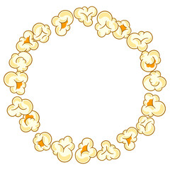 Frame of popcorn. Image of snack food in cartoon style.