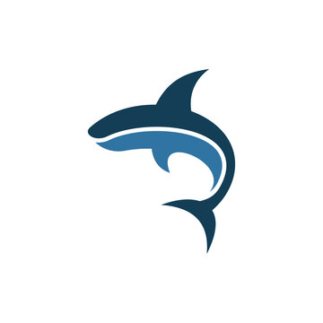 Shark swimming modern simple logo