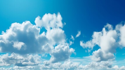 Naklejka na ściany i meble Beautiful photorealistic blue sky with tiny clouds, background Created using generative Ai