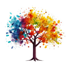 Obraz na płótnie Canvas tree with multicolored leaves, each leaf showcasing a unique pride flag design, symbolizing the diverse and thriving LGBTQ+ community, Pride month concept, Generative AI