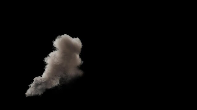 Effect Big Pollutions Steaming Cloud smoke flowing into the air vfx effect black background 3d render 