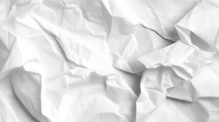 Beautiful photorealistic white crumpled paper, paper texture, background Created using generative Ai