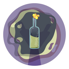 Abstract art poster bar set with bottle and glasses or an unusual highlight for Instagram