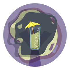 Abstract art poster bar set with bottle and glasses or an unusual highlight for Instagram