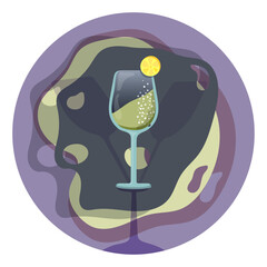 Abstract art poster bar set with bottle and glasses or an unusual highlight for Instagram