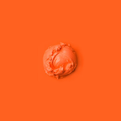 Ice cream scoop on a orange background. Generative AI
