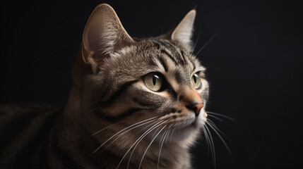 Serene Expression of a Cat in Close-up Shot with Subtle Blurred Background generative ai