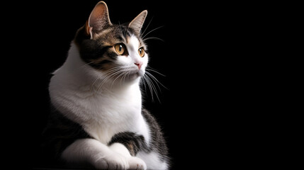 Obraz premium Focused Cat with Blurred Background in Close-up Shot generative ai