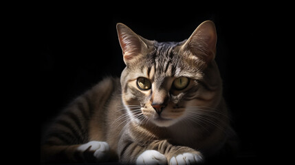 Obraz premium Graceful Feline: Awe-inspiring Focus on Cat with Soft Blurred Background generative ai