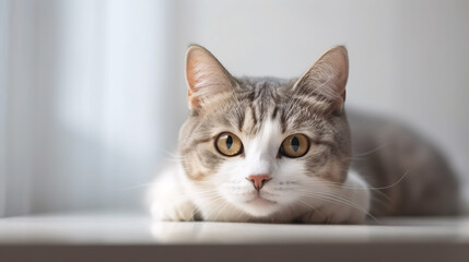 Dreamy Close-up: Breathtaking Focus on Cat with Subtle Blurred Background generative ai
