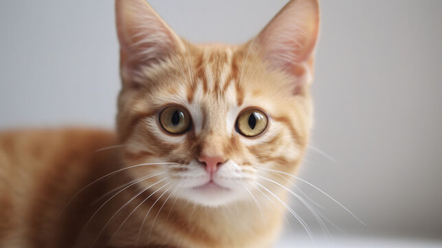 Intense Gaze of a Cat against Blurred Background in Close-up View generative ai
