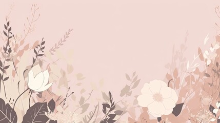 Watercolor romantic floral arrangement, abstract background, border, pastel pink, magenta, powder color accent. Minimalist design with copy-space. Generative AI.