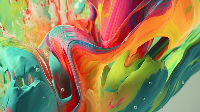 Colorful abstract background, oil paint with thick layer of color, liquid, splash painting, magenta, palette, graphic design art, digital image, generative AI. 