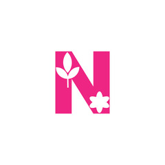 Initial letter N logo vector design template. logo letter N with unique designs. N and flower logo design