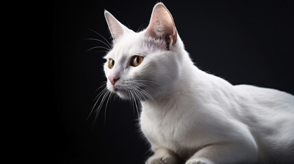 Obraz premium Hypnotic Stare: Mesmerizing Focus on Cat with Subtle Blurred Background generative ai