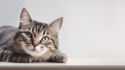 Intense Gaze: Extraordinary Focus on Cat against Blurred Background generative ai