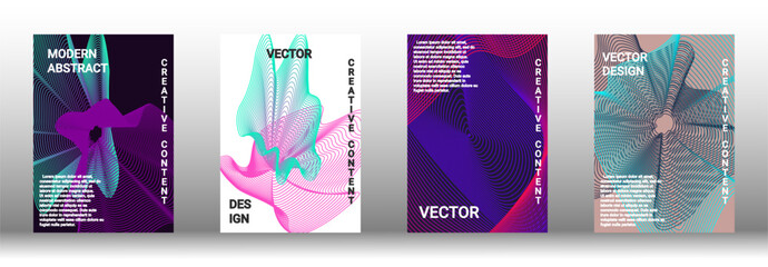 A set of modern abstract covers with abstract gradient linear waves.