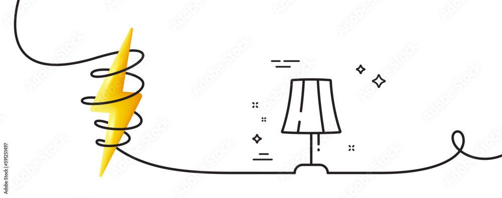 Poster table lamp line icon. continuous one line with curl. bedside light sign. interior illuminate symbol.