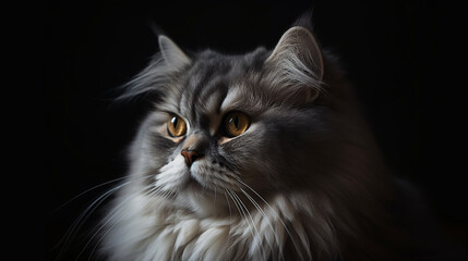 Mesmerizing Gaze: Extraordinary Focus on Cat with Subtle Blur Background generative ai