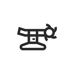 Bucket wheel excavator, linear style icon. Editable stroke width