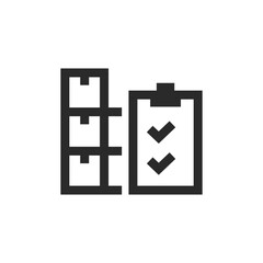 Parcel and check list, linear style icon, Boxes and merchandise inspection and control. Editable stroke width