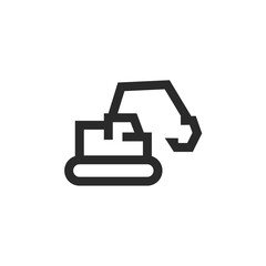 Excavator, linear style icon. Editable stroke width