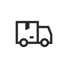 Fototapeta premium Delivery truck, linear style icon. Truck with a box. Editable stroke width