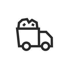 Dump Truck, linear style icon. Truck with cargo. Editable stroke width