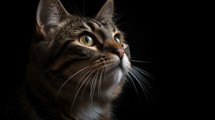Hypnotic Stare: Unbelievable Focus on Cat with Soft Blur Background generative ai