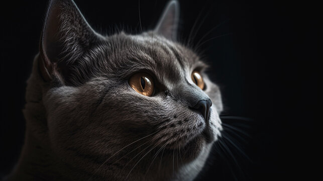 Alluring Close-up: Amazing Focus on Cat with Subtle Blur Background generative ai