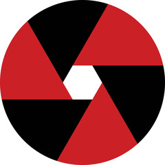 red and black circle. letter o logo
