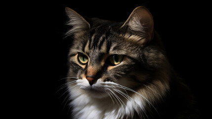 Obraz premium Serene Close-up: Captivating Focus on Cat with Dreamy Blurred Background generative ai