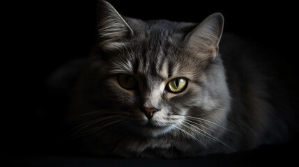 Fototapeta na wymiar Dazzling Eyes: Exquisite Focus on Cat with Blurred Background generative ai