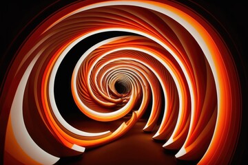 Abstract orange spiral on a black background
