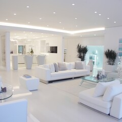 Modern interior with great lighting, mostly white