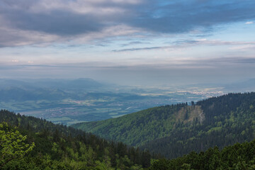 Village Turany, Mala Fatra, Slovakia, view from under mountain Chleb