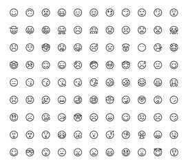 Smiley Face Emoji Emoticon icons. Vector illustration. Editable Stroke. Line, Solid, Flat Line, and Suitable for Web Page, Mobile App, UI, UX design.
