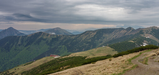 Upper station of chairlift in Snilovske sedlo, Chleb, Steny, Stoh, Velky Rozsutec, view from path...