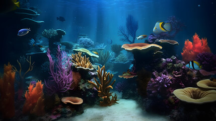 Fototapeta na wymiar Coral reef and fishes colourful beautiful 