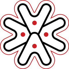 red and white cross of letter a