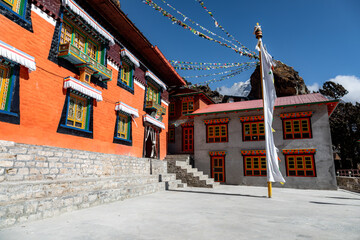 Beautiful Thame monastery located right above the Thame village on the way to Sunder Peak
