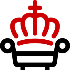 chair with a red crown above