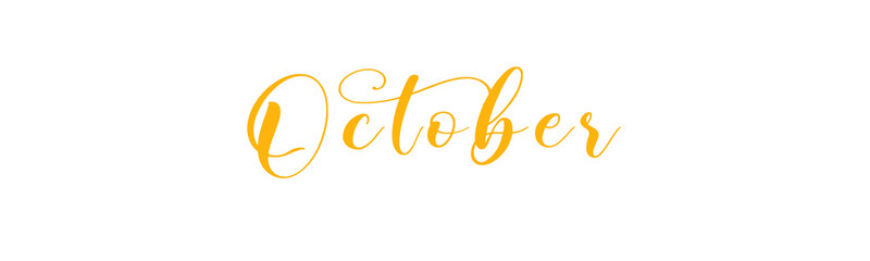 October letter calligraphy banner with gold color effect