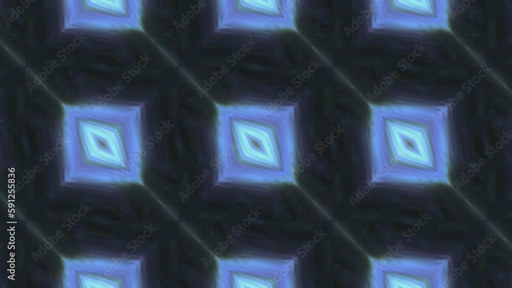 Poster abstract kaleidoscopic pattern. motion. fractal blinking shapes.