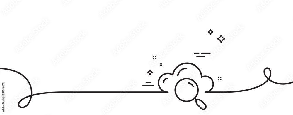 Poster cloud computing search line icon. continuous one line with curl. internet data storage sign. file ho