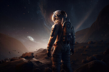Space wallpaper containing astronaut. AI generated