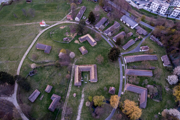 Traditional Hungarian farm from above